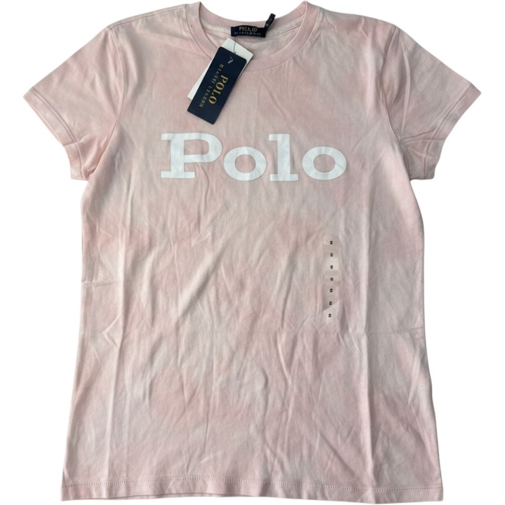 Polo Ralph Lauren Womens Pink Tie Dye Logo Tee Shirt Small NEW
